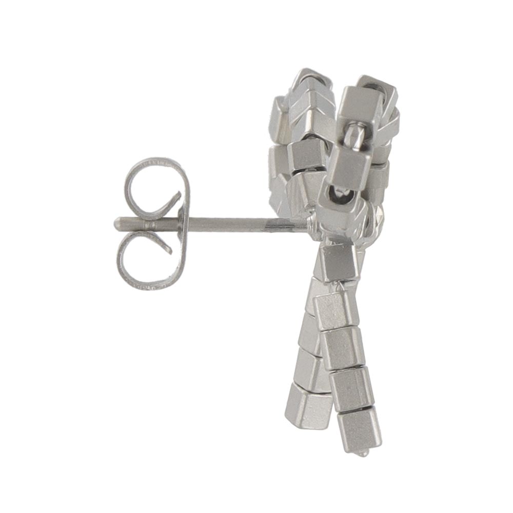 ピアス ニッケルフリー sable silver メタル スクエア ビーズ リボン スタッドピアス