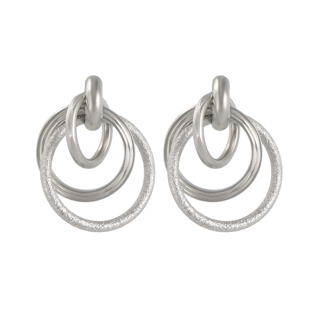 ピアス ニッケルフリー sable silver メタル レイヤード リング クロス テクスチャー スタッドピアス