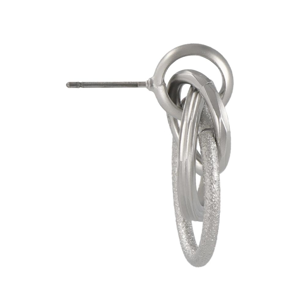 ピアス ニッケルフリー sable silver メタル レイヤード リング クロス テクスチャー スタッドピアス