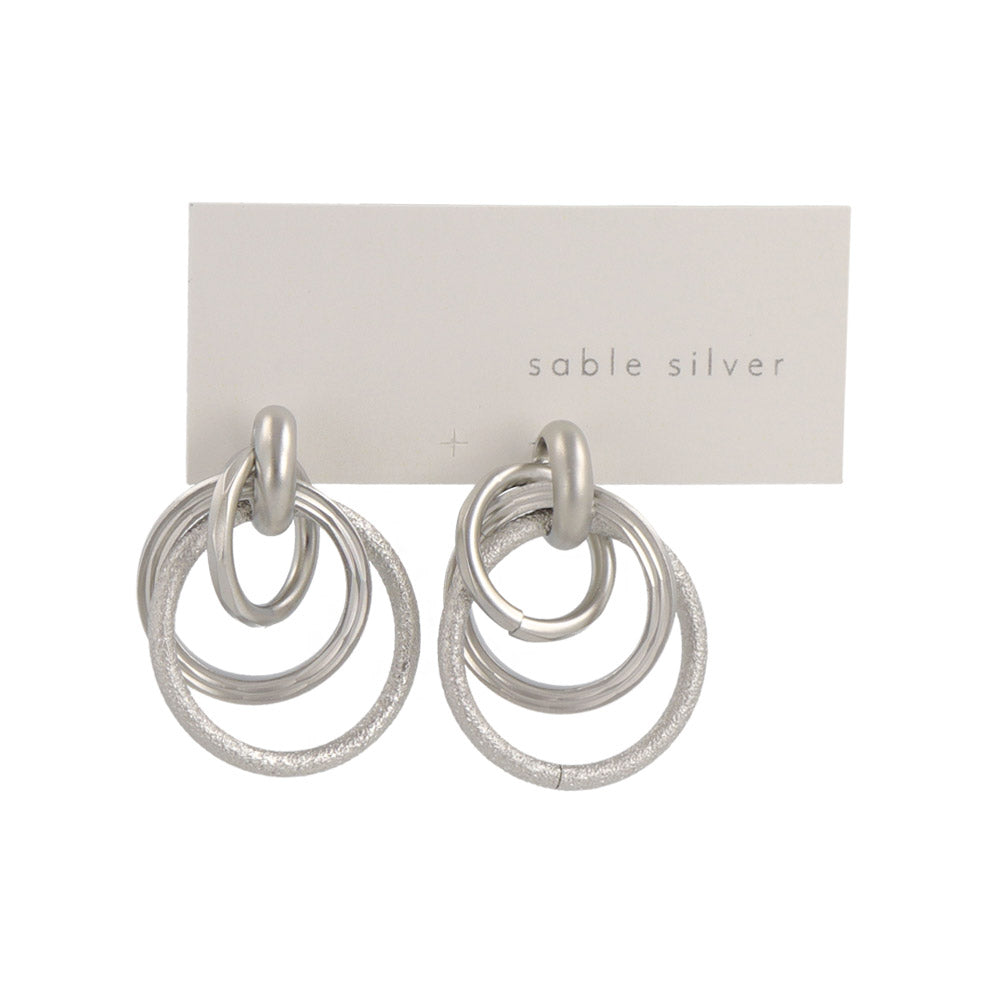 ピアス ニッケルフリー sable silver メタル レイヤード リング クロス テクスチャー スタッドピアス