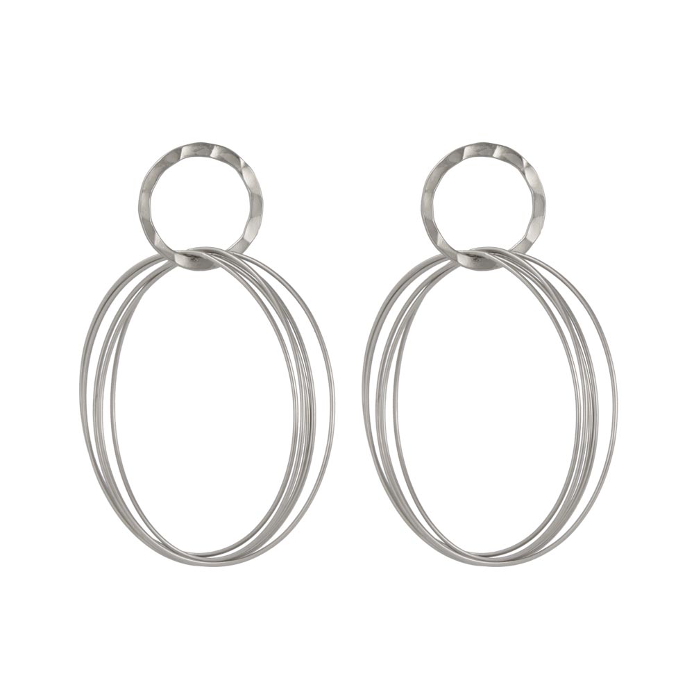 ピアス ニッケルフリー sable silver メタル ビッグ リング クロス テクスチャー スタッドピアス