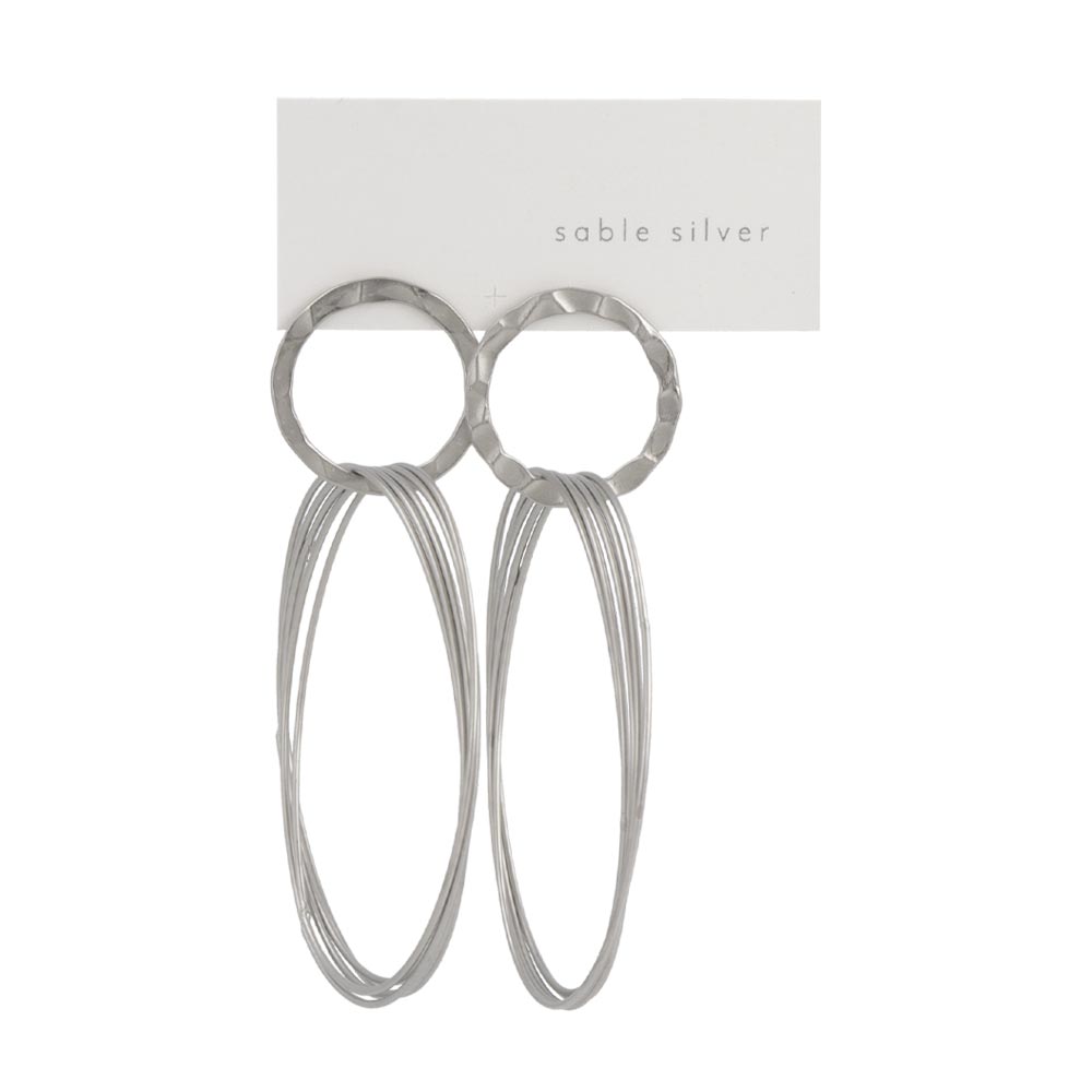 ピアス ニッケルフリー sable silver メタル ビッグ リング クロス テクスチャー スタッドピアス