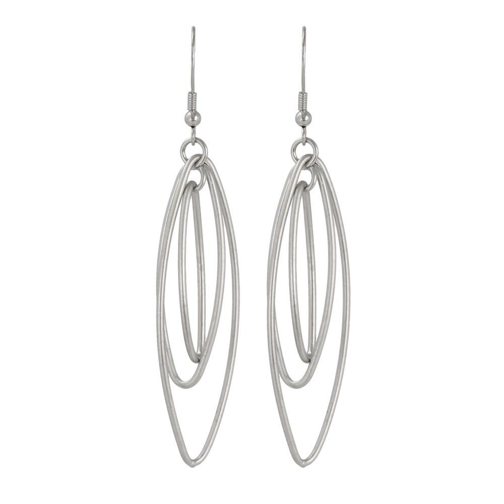 ピアス ニッケルフリー sable silver メタル トリプル アーモンド リング クロス フックピアス