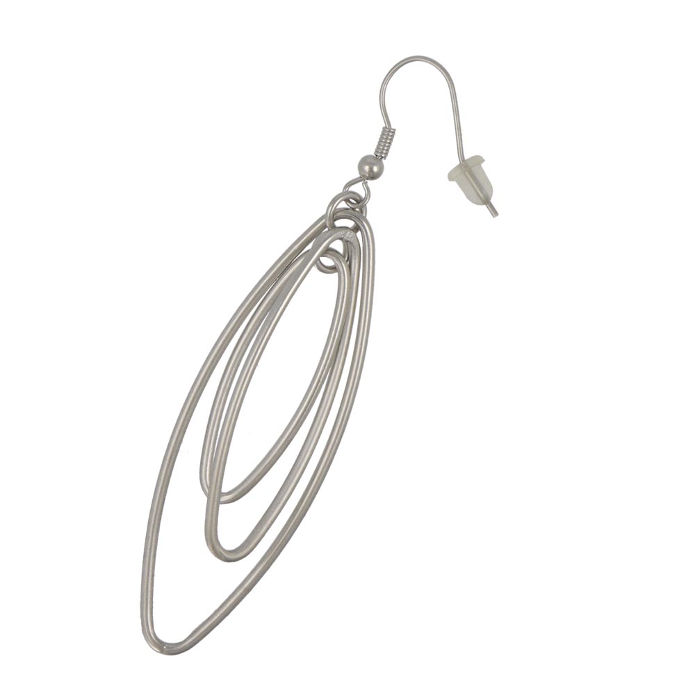 ピアス ニッケルフリー sable silver メタル トリプル アーモンド リング クロス フックピアス