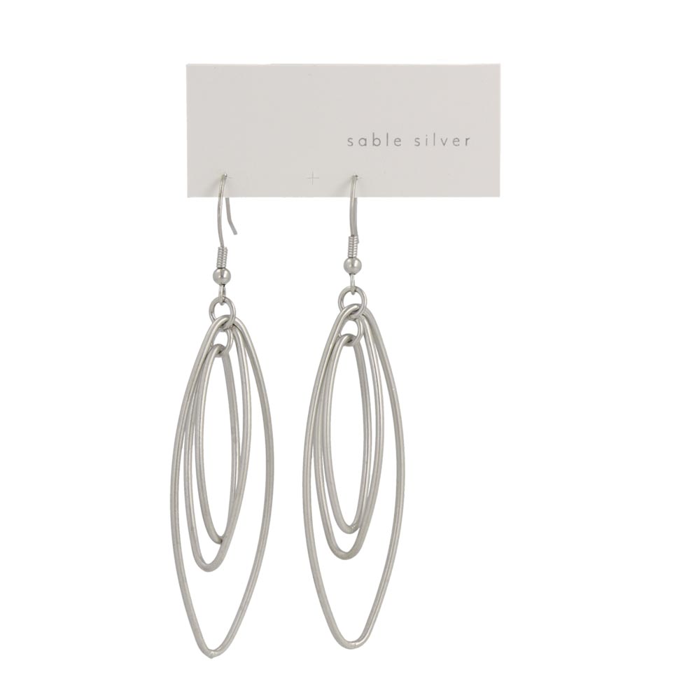 ピアス ニッケルフリー sable silver メタル トリプル アーモンド リング クロス フックピアス