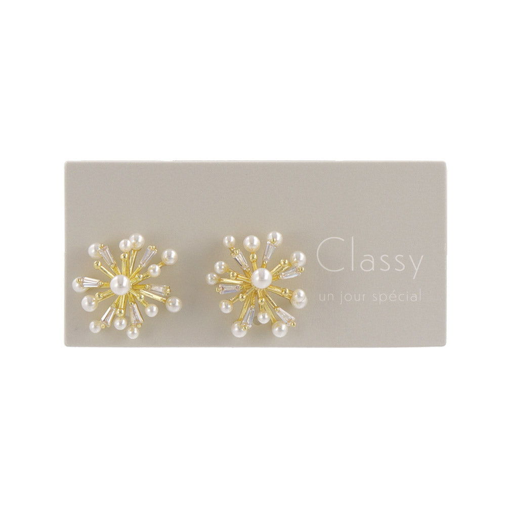 Classy ピアス ニッケルフリー メタル キュービックジルコニア パール スタッドピアス