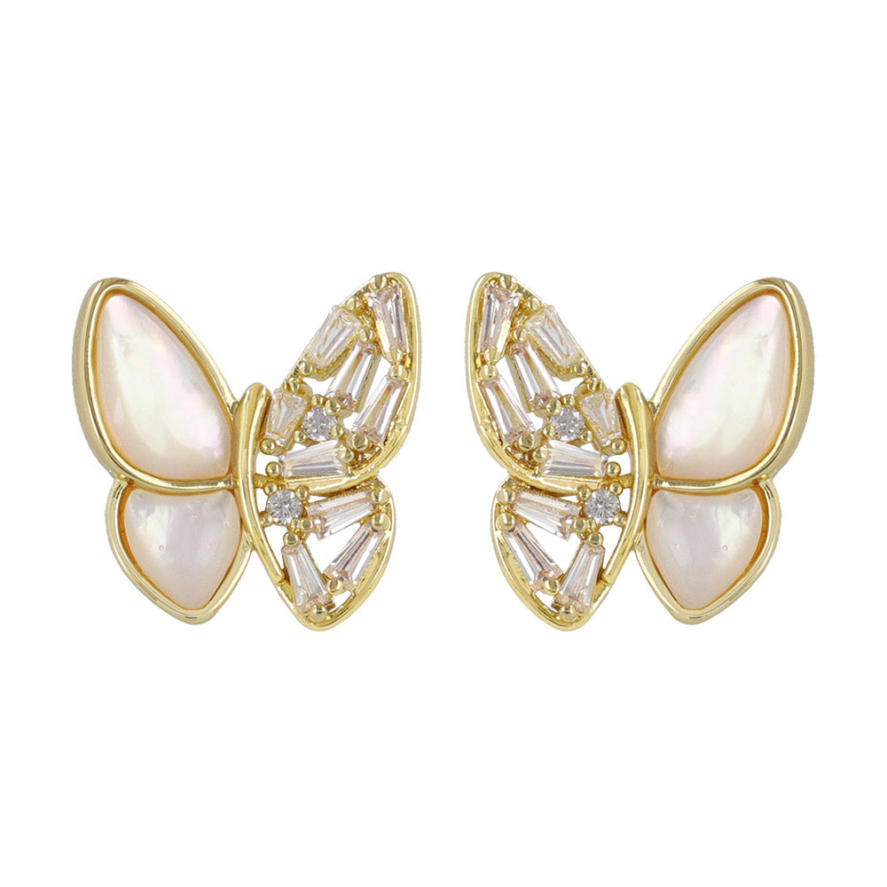 ピアス ニッケルフリー バラフライ シェル パール バックキャッチピアス スタッドピアス