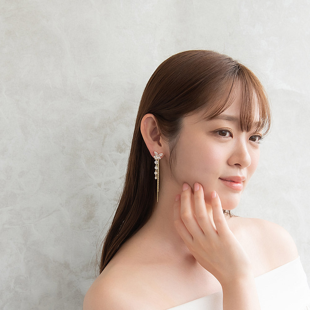 ピアス ニッケルフリー バラフライ キュービックジルコニア バックキャッチピアス スタッドピアス