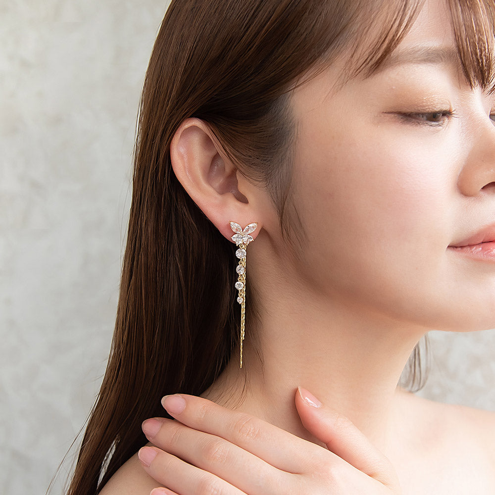 ピアス ニッケルフリー バラフライ キュービックジルコニア バックキャッチピアス スタッドピアス