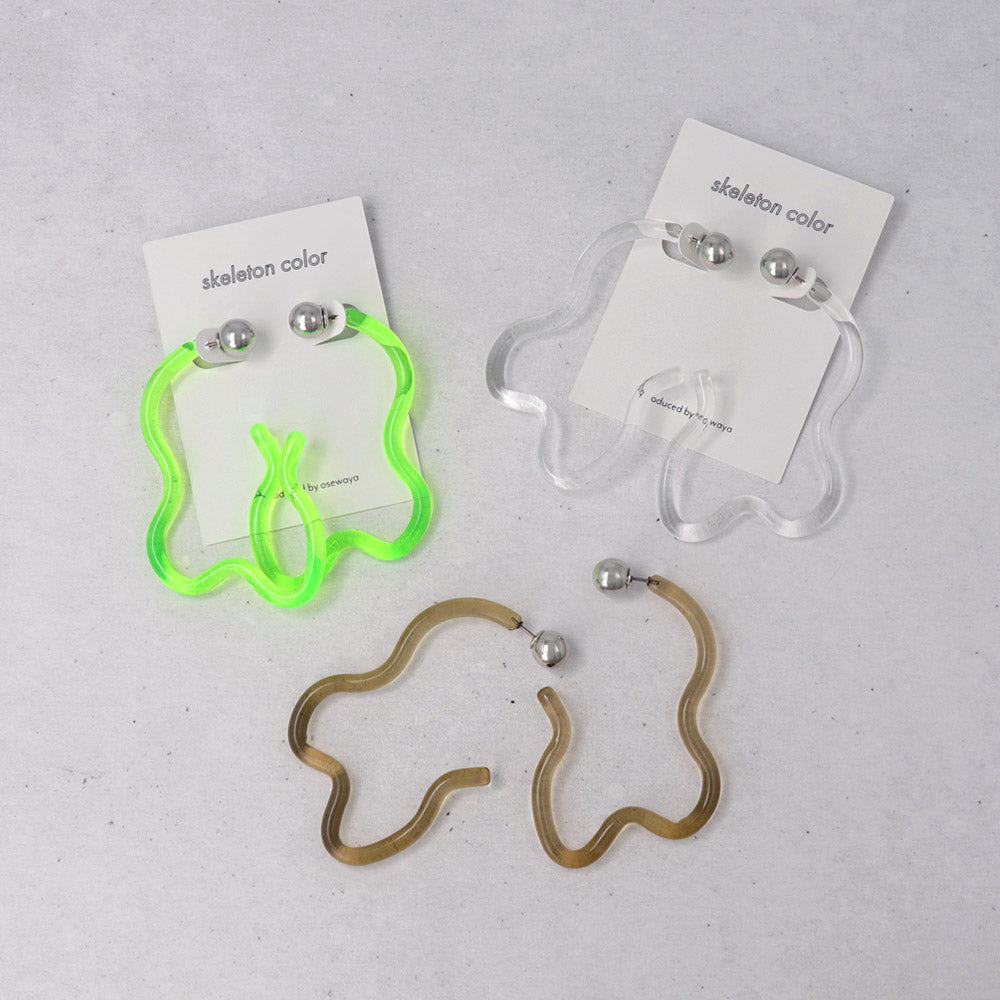 ピアス ニッケルフリー skeleton color ウェーブ ライン メタルボール バックキャッチ チタンポスト スタッドピアス