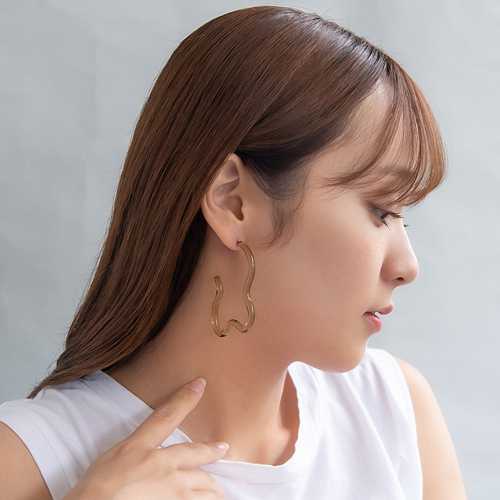 ピアス ニッケルフリー skeleton color ウェーブ ライン メタルボール バックキャッチ チタンポスト スタッドピアス