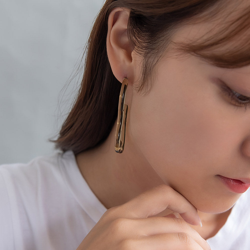 ピアス ニッケルフリー skeleton color ウェーブ ライン メタルボール バックキャッチ チタンポスト スタッドピアス