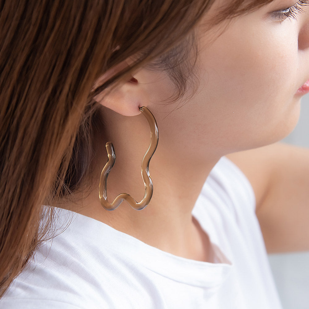 ピアス ニッケルフリー skeleton color ウェーブ ライン メタルボール バックキャッチ チタンポスト スタッドピアス