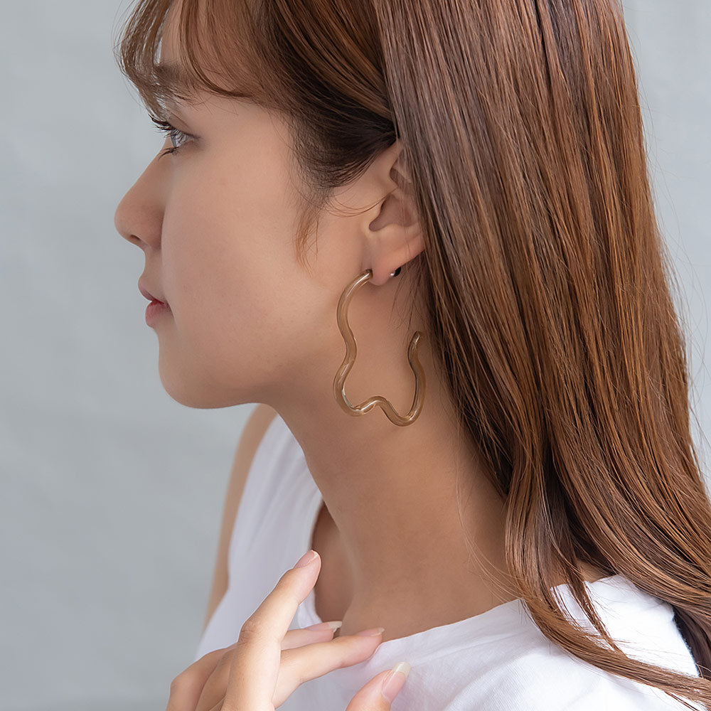 ピアス ニッケルフリー skeleton color ウェーブ ライン メタルボール バックキャッチ チタンポスト スタッドピアス