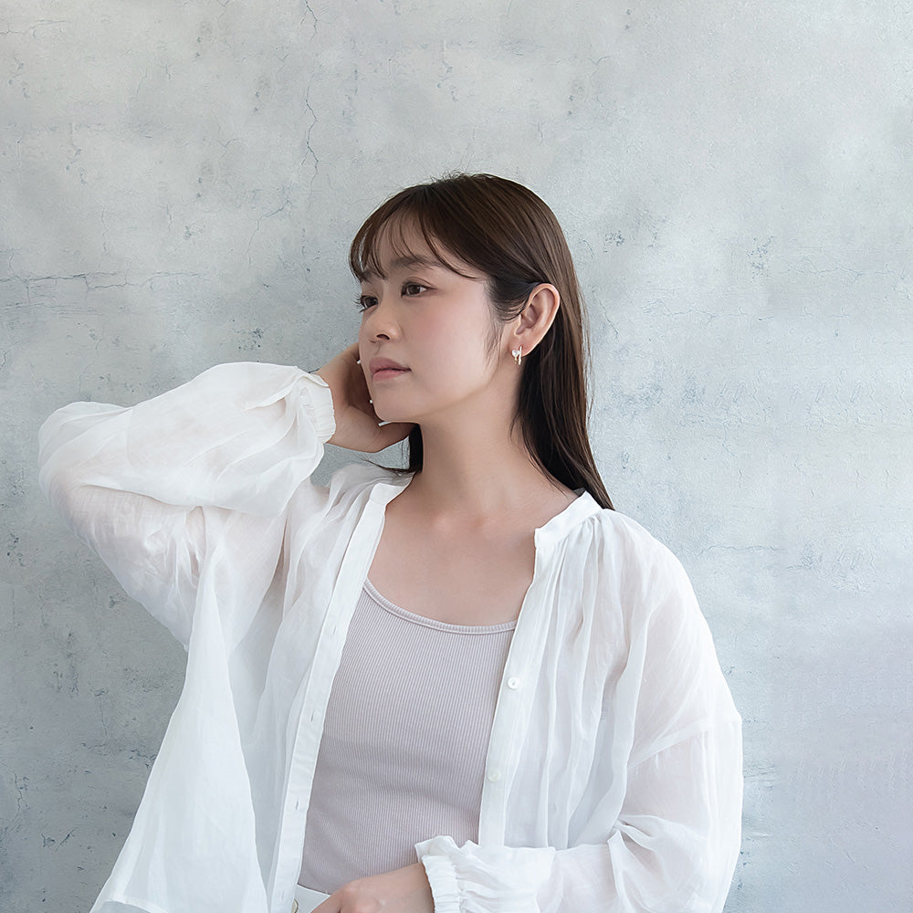 ピアス ニッケルフリー メタル キュービックジルコニア ハート ダブル ライン J チタンポスト C型 スタッドピアス