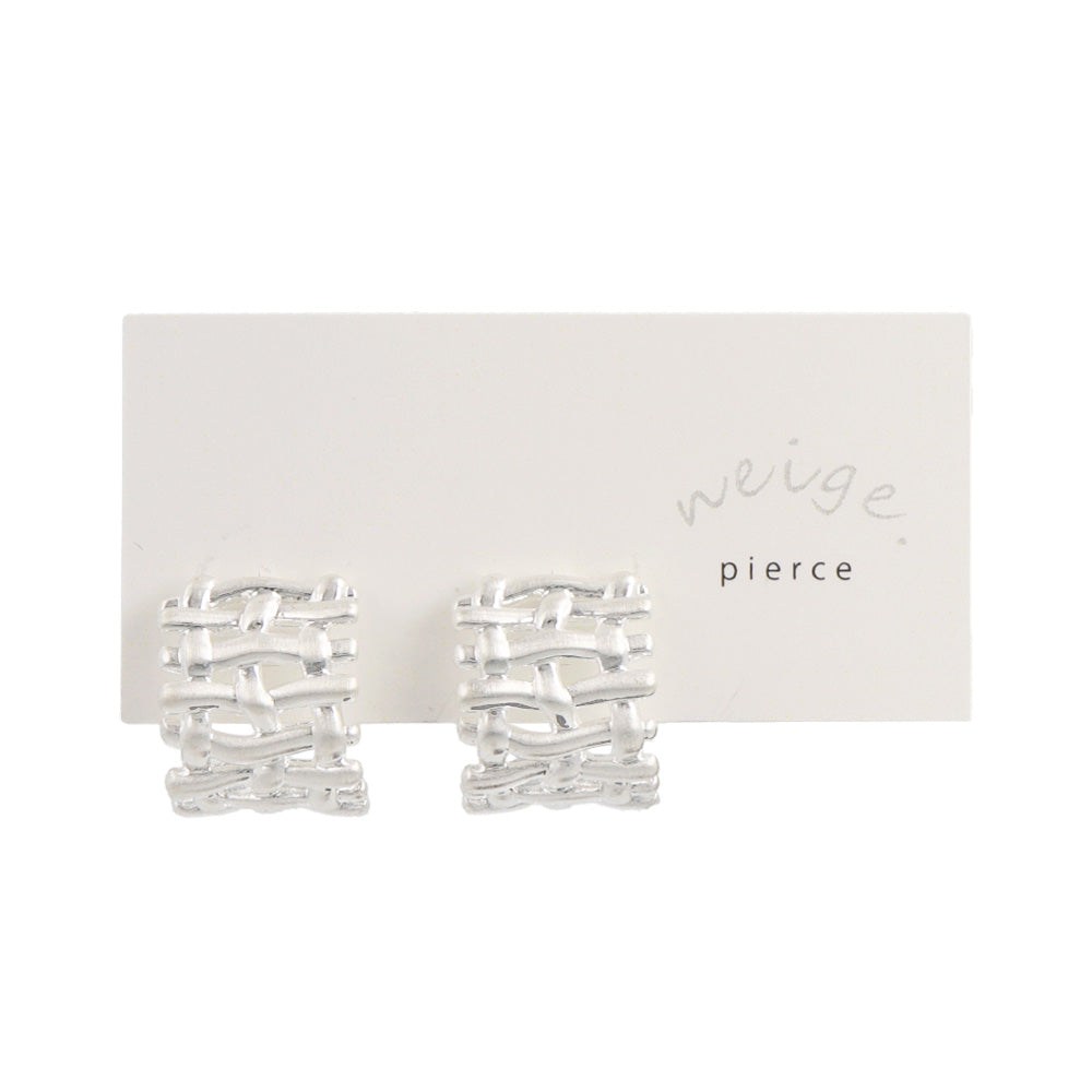 ピアス ニッケルフリー neige. メタル メッシュ スクエア カーブ スタッドピアス