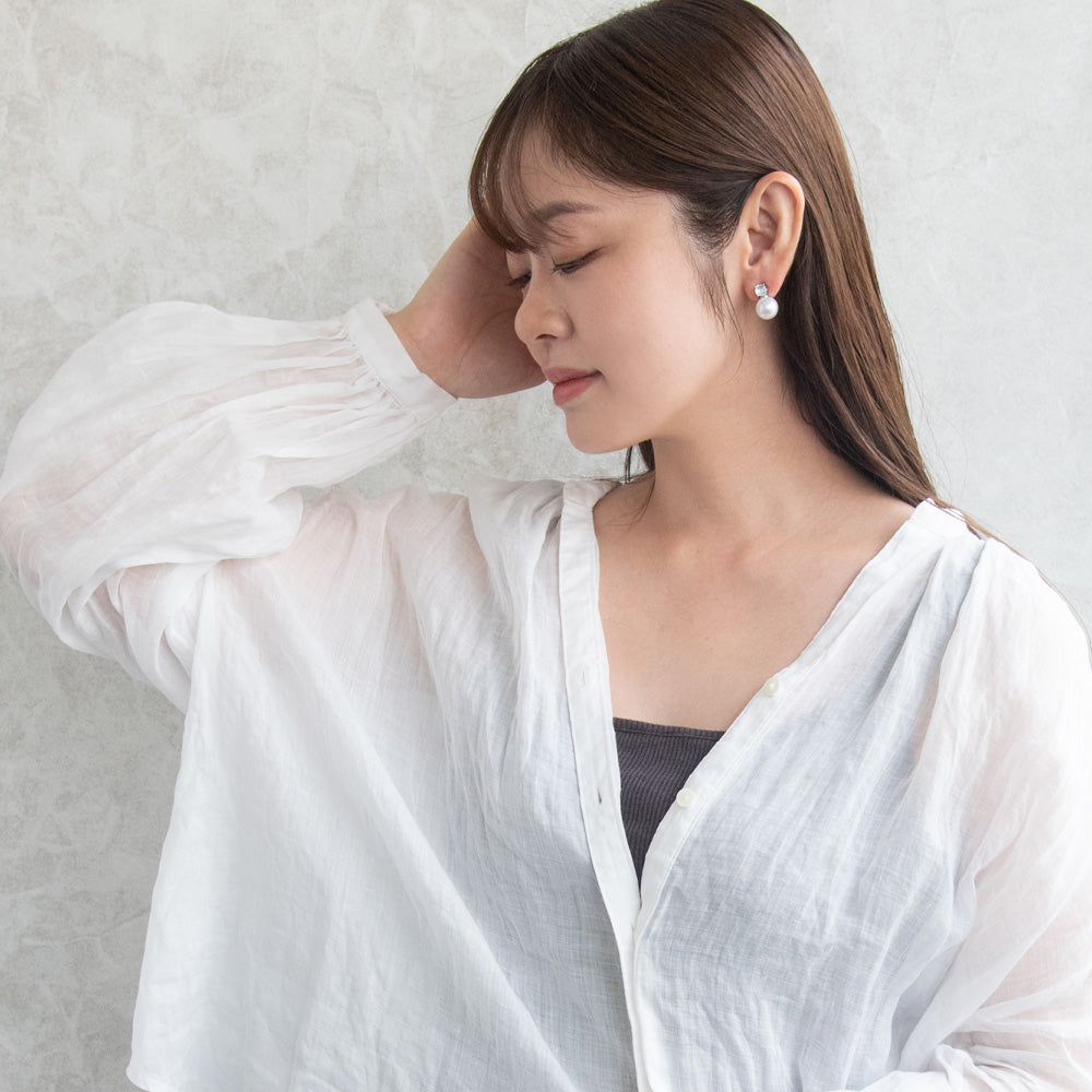 ピアス ニッケルフリー メタル キュービックジルコニア パール チタンポスト スタッドピアス