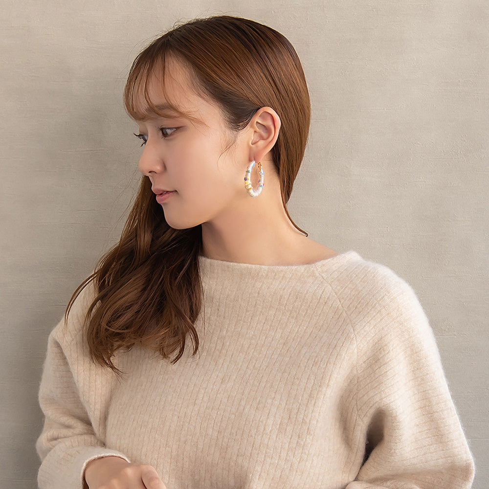 ピアス ニッケルフリー 毛糸 フープピアス