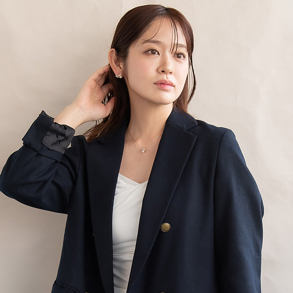 ピアス ニッケルフリー ロゼシルバー リボン チタンポスト スタッドピアス