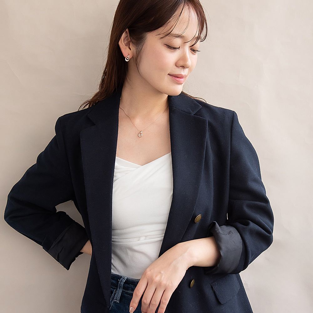 ピアス ニッケルフリー ロゼシルバー ドロップ チタンポスト スタッドピアス