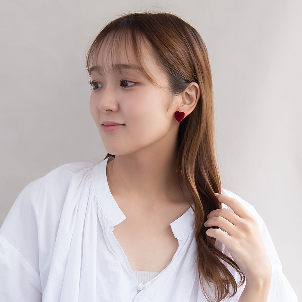 ピアス ニッケルフリー ベロア ハート チタンポスト スタッドピアス