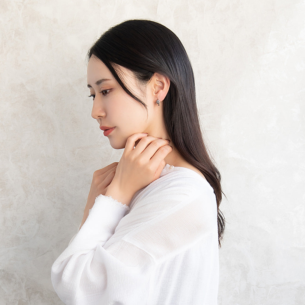 ピアス Awesome 菊紋 ステンレス ワンタッチ キャッチレス フープピアス