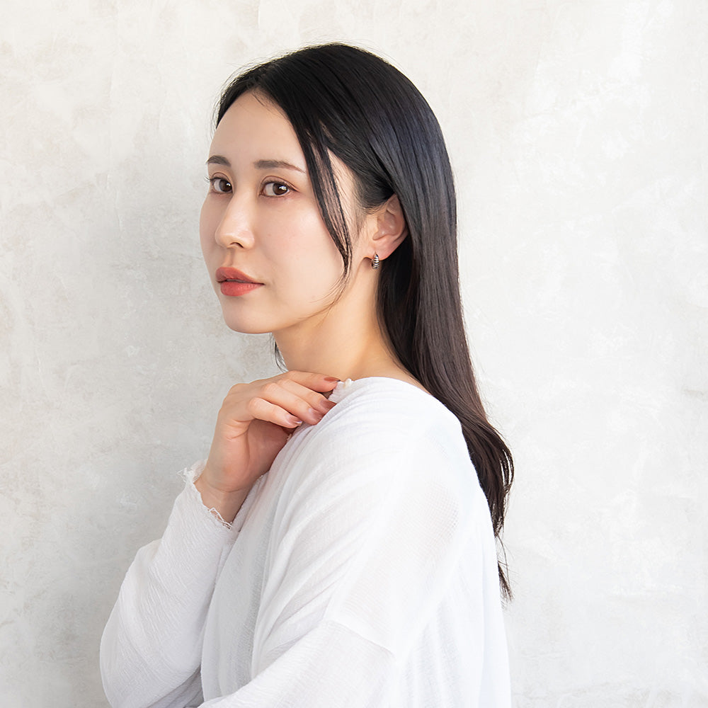 ピアス Awesome ボーダー カーブライン ステンレス ワンタッチ キャッチレス フープピアス