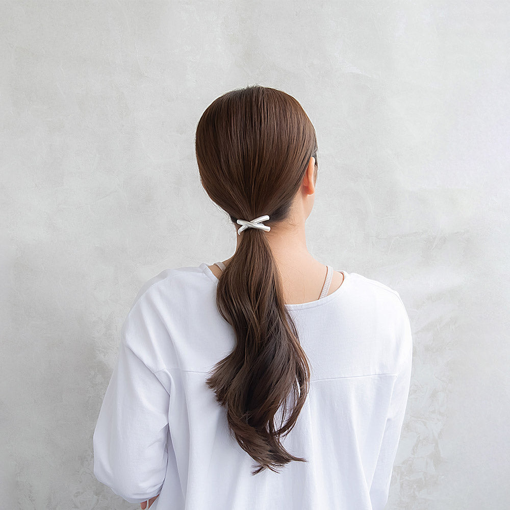 ヘアゴム マット メタル クロス ライン カーブ ヘアポニー