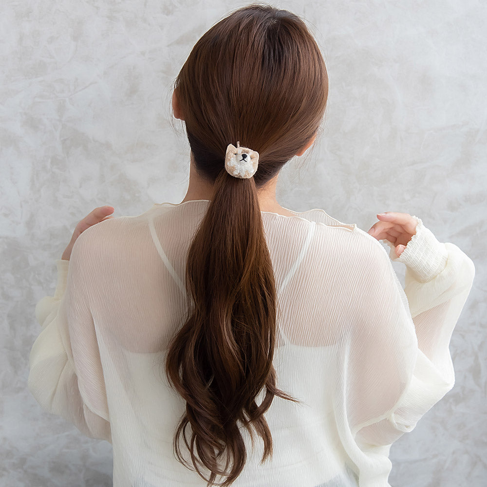 ヘアゴム キーチャーム ふわもこ ぬいぐるみ パンダ イヌ キツネ どうぶつ アニマル 2way キーホルダー ヘアポニー