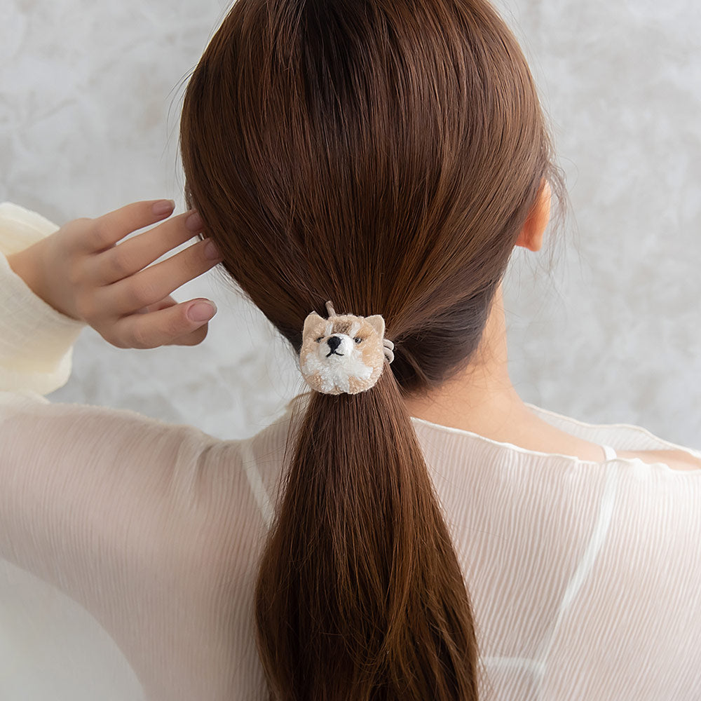 ヘアゴム キーチャーム ふわもこ ぬいぐるみ パンダ イヌ キツネ どうぶつ アニマル 2way キーホルダー ヘアポニー
