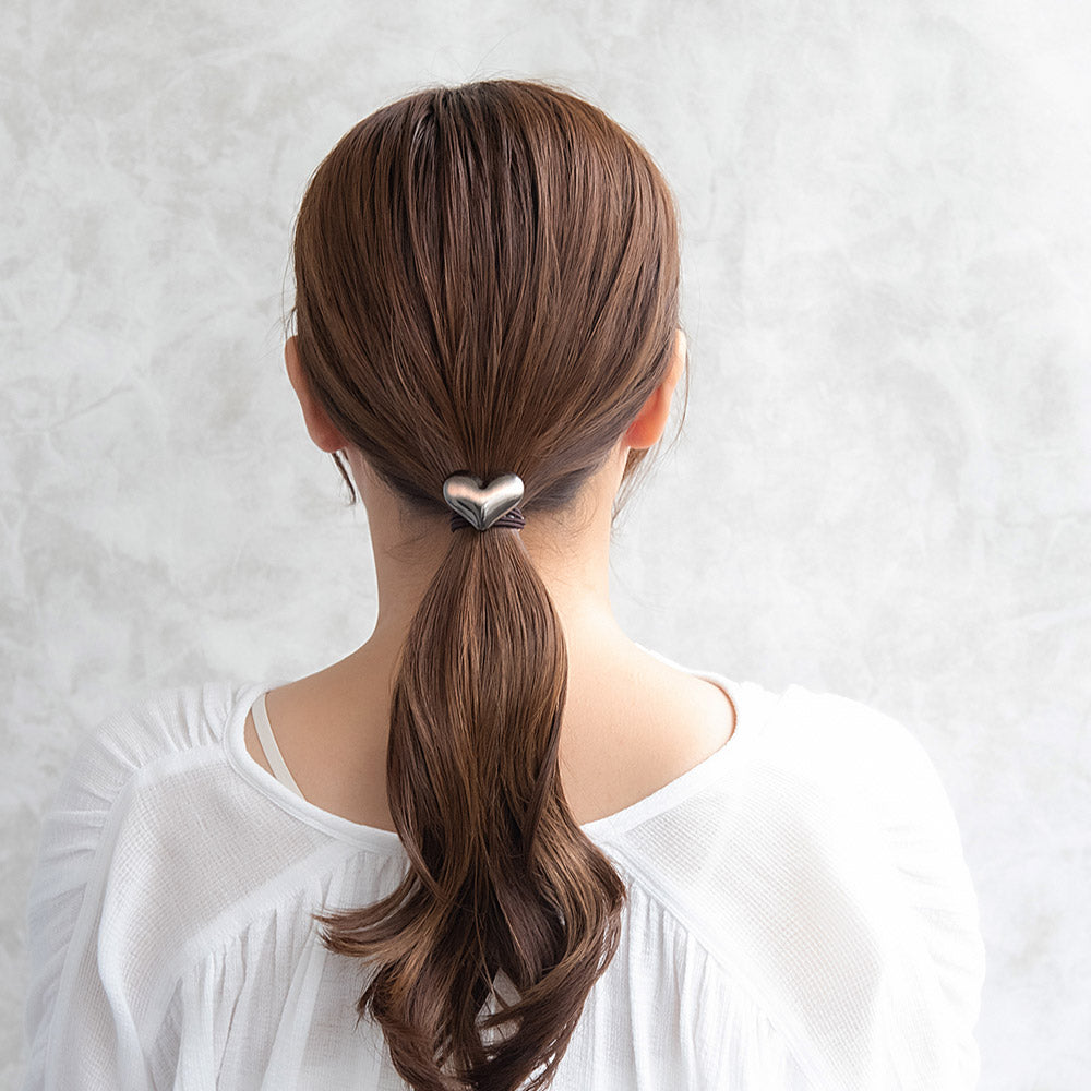 ヘアゴム アンティークブロンズ ぷっくり ハート