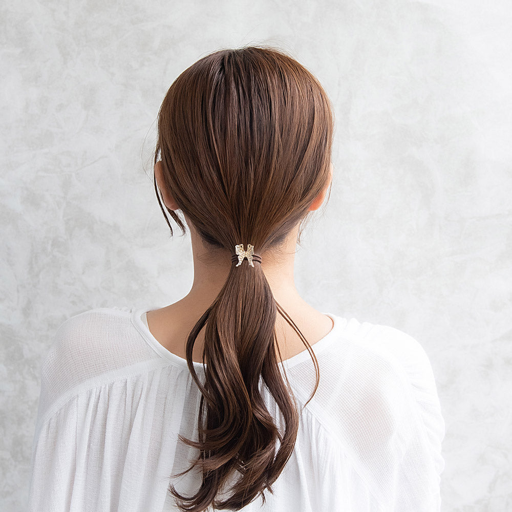 ヘアゴム mini pony メタル コンビカラー バタフライ ヘアポニー