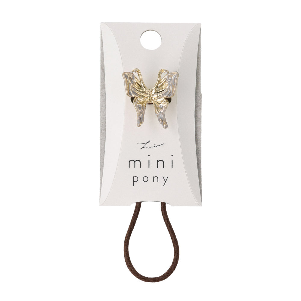 ヘアゴム mini pony メタル コンビカラー バタフライ ヘアポニー