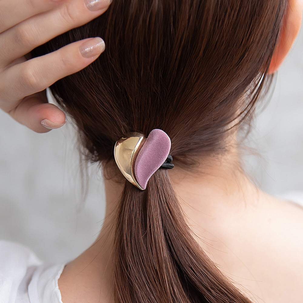 ヘアゴム フロッキー メタル ハーフ ウェーブ ハート