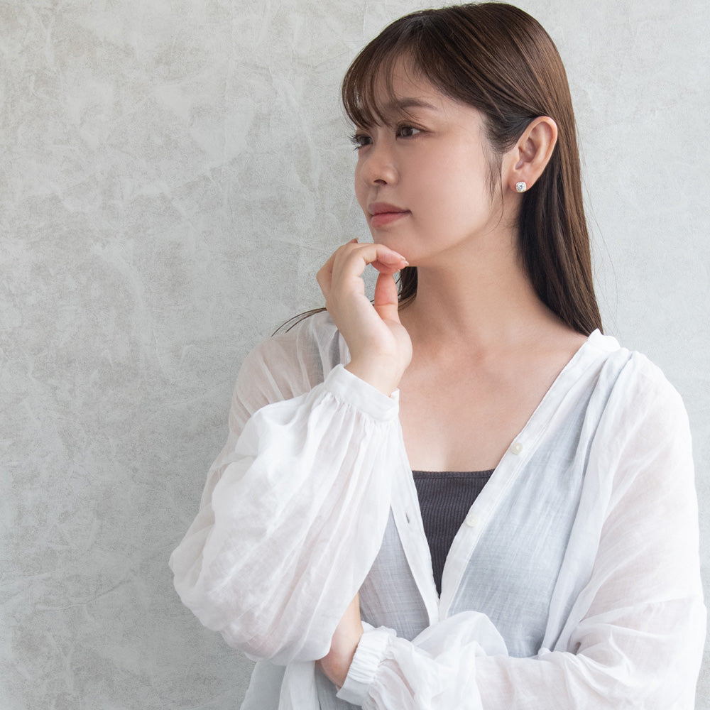 ピアス ニッケルフリー メタル キュービックジルコニア スクエア チタンポスト スタッドピアス