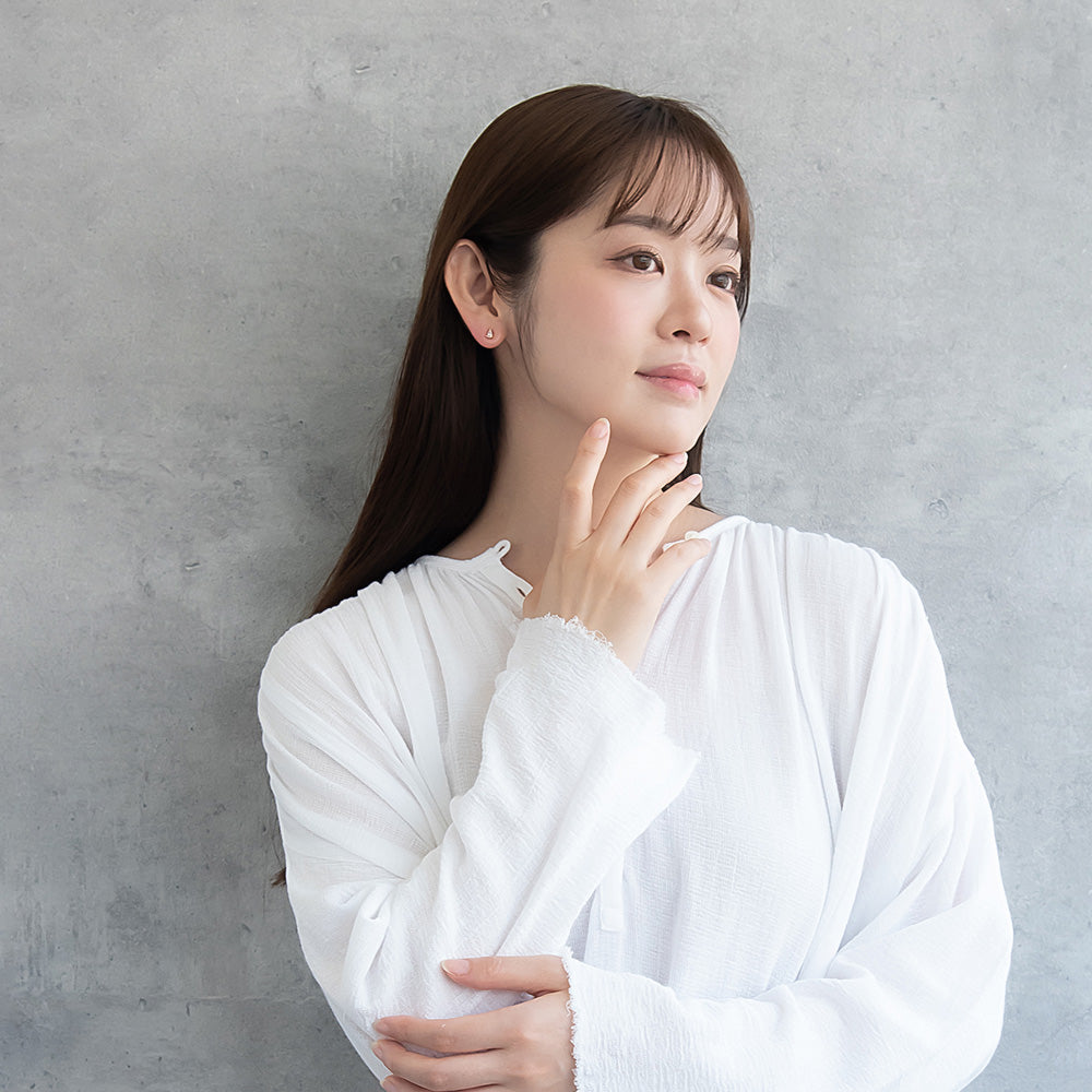 ピアス ニッケルフリー メタル キュービックジルコニア ドロップ ダブルロックキャッチ ピュアチタニウムポスト スタッドピアス