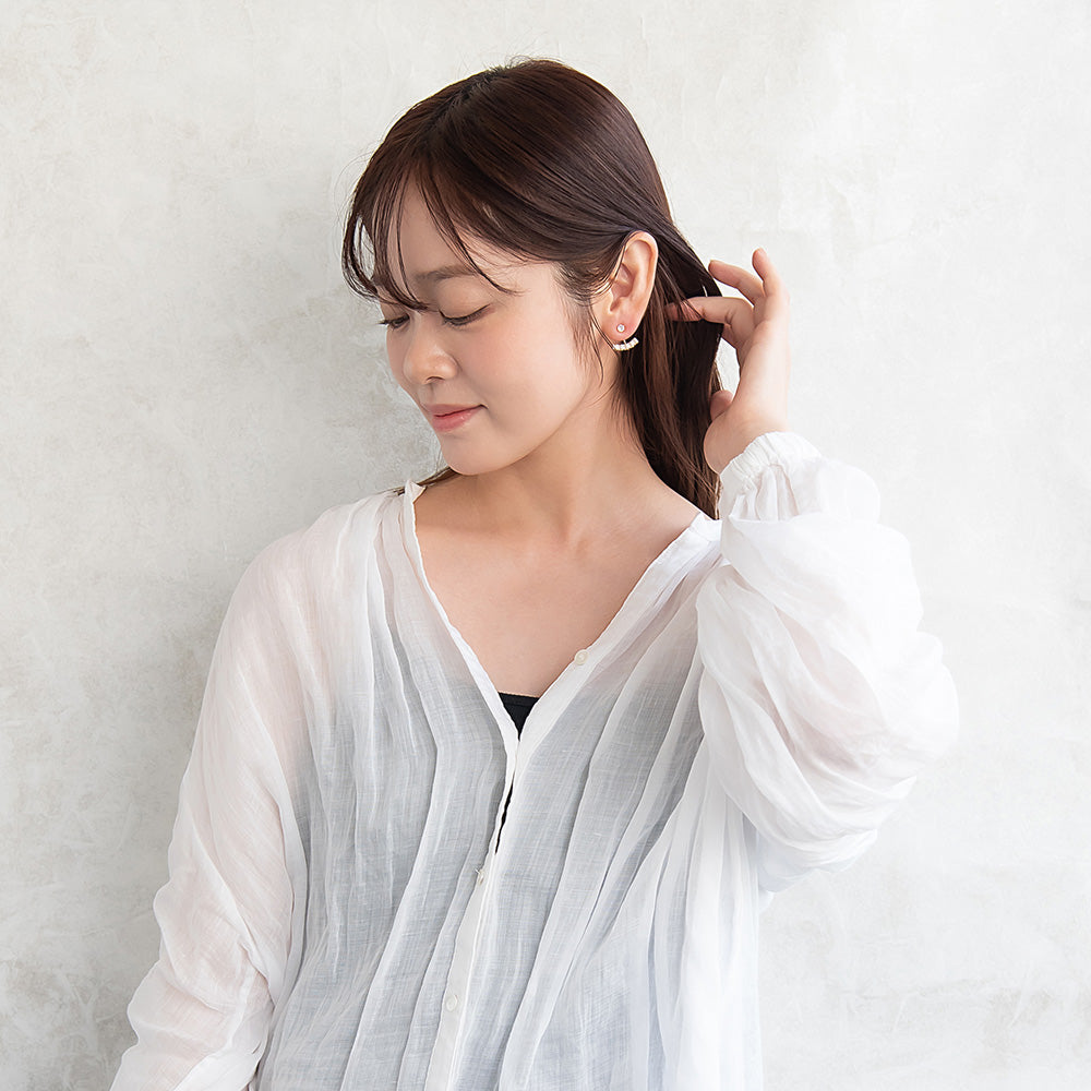 ピアス ニッケルフリー メタル キュービックジルコニア スクエアカット カーブ ライン バックキャッチ チタンポスト スタッドピアス