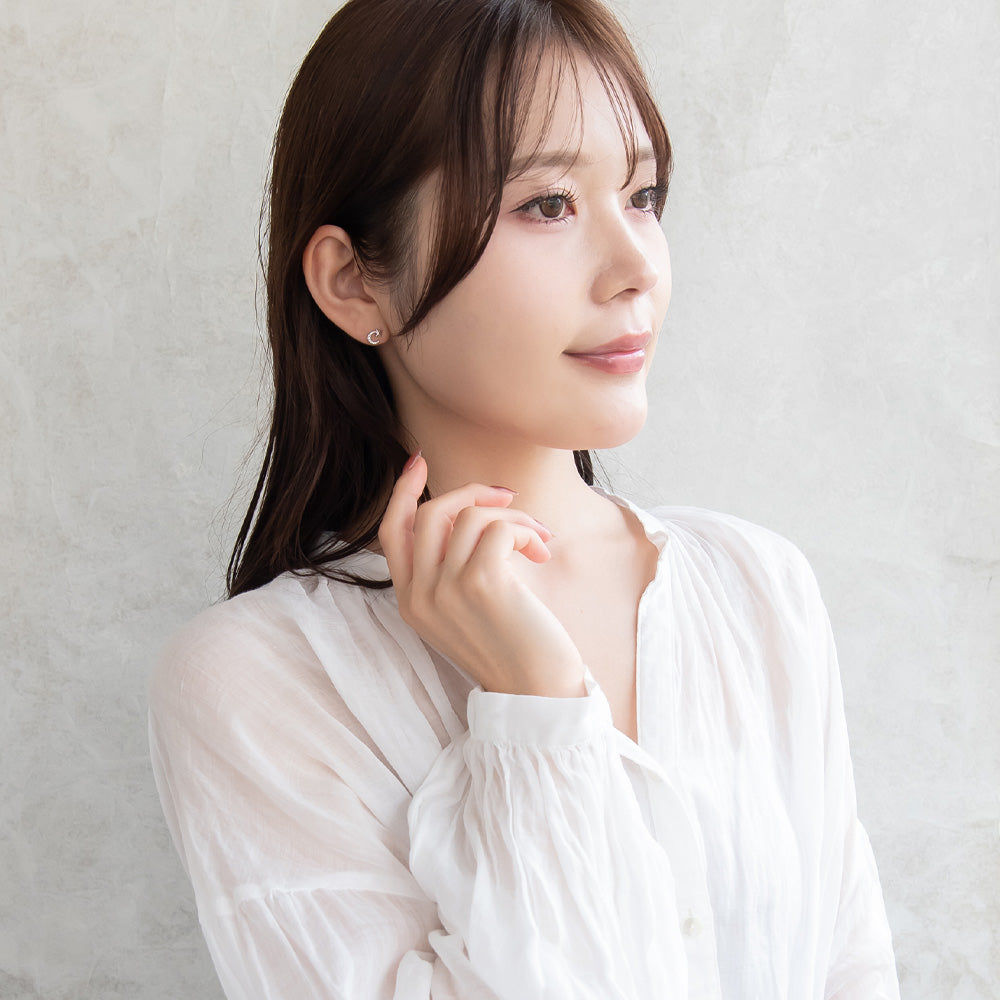 ピアス ニッケルフリー シルバー925 ミニ ムーン スタッドピアス