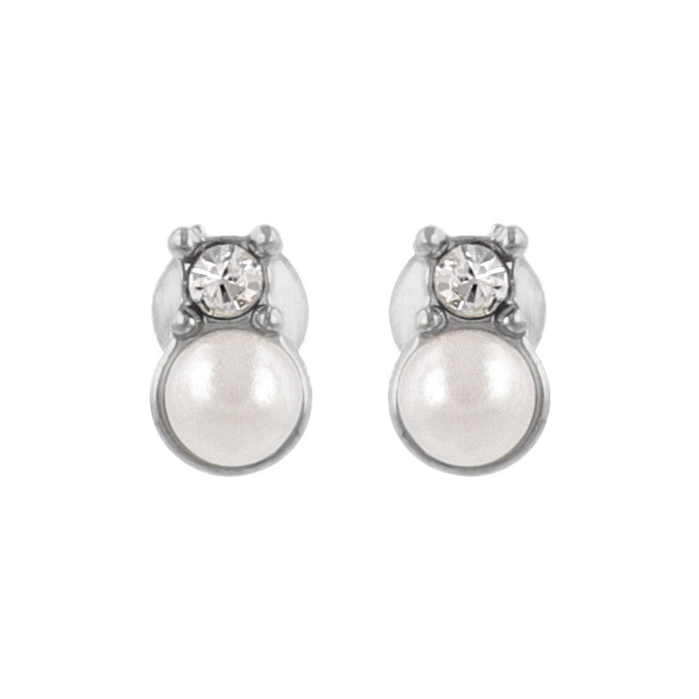 ピアス tiny. ニッケルフリー メタル ストーン パール ライン 小粒 スタッドピアス