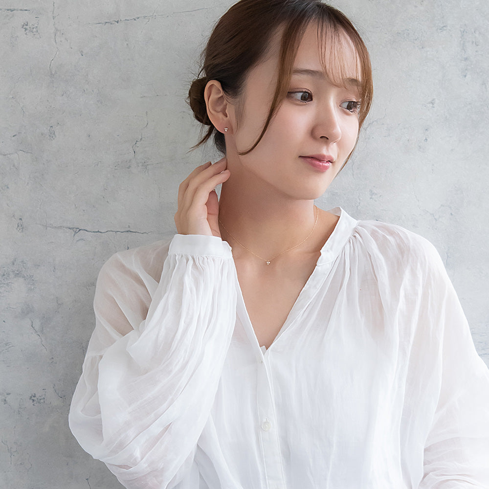 ピアス tiny. ニッケルフリー メタル ストーン ダブル パール 小粒 スタッドピアス