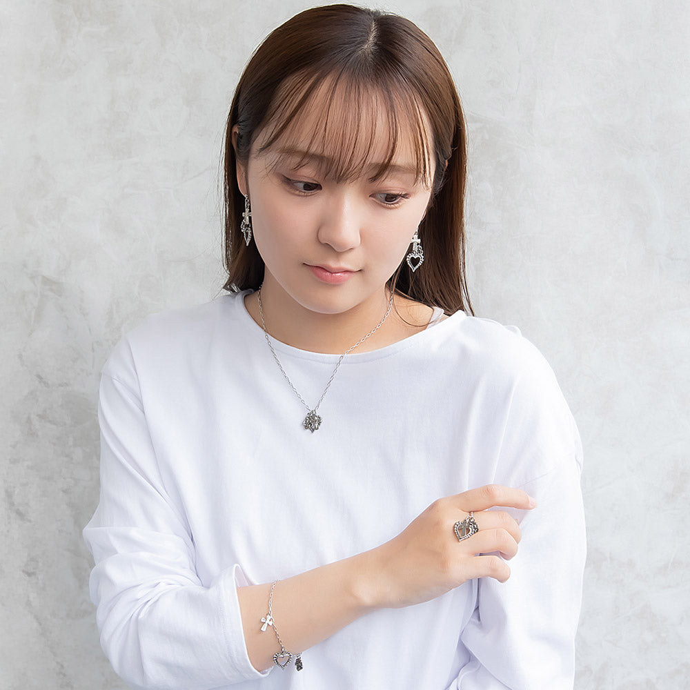 リング yura ニッケルフリー メタル ハート クロス バラ 12号 指輪