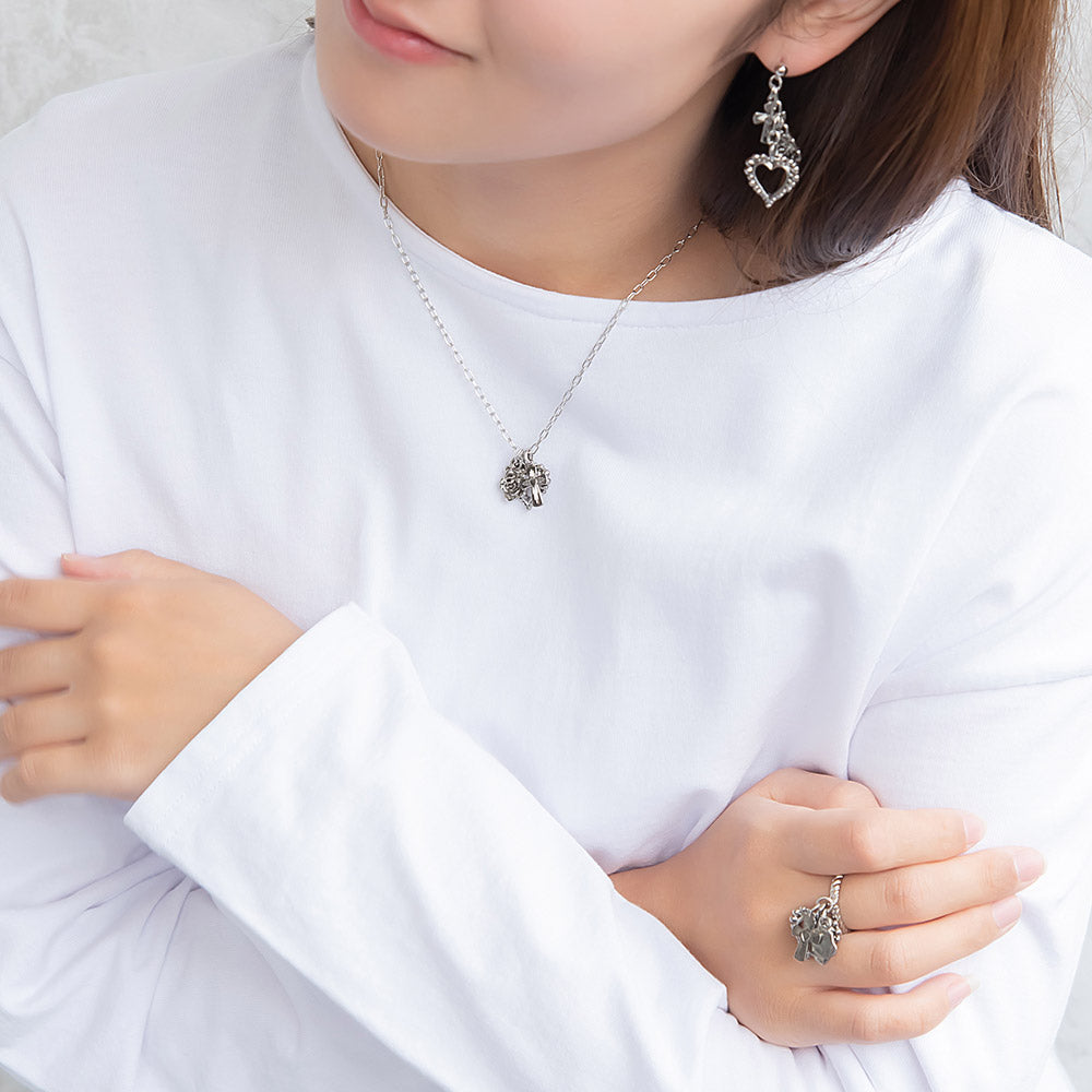 リング yura ニッケルフリー メタル ハート クロス バラ 12号 指輪