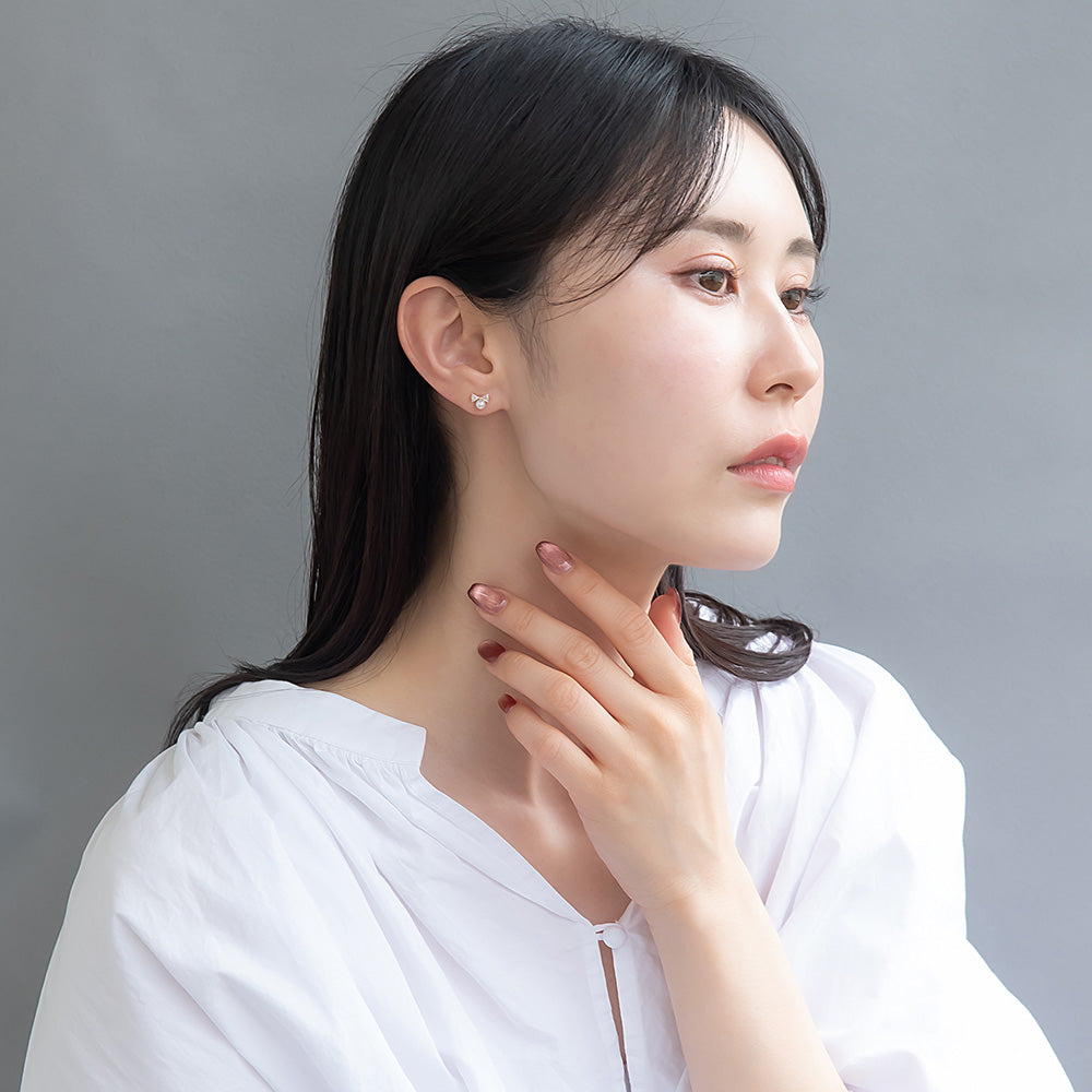 ピアス ニッケルフリー メタル キュービックジルコニア 合成キャッツアイ ハート リボン パール 6個セット シルバー925ポスト スタッドピアス