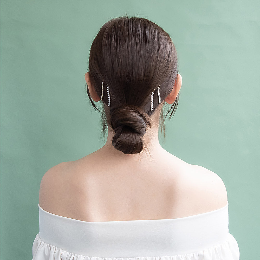 ヘアピン パール ストーン ウェーブ ライン メタル 4本セット アメピン