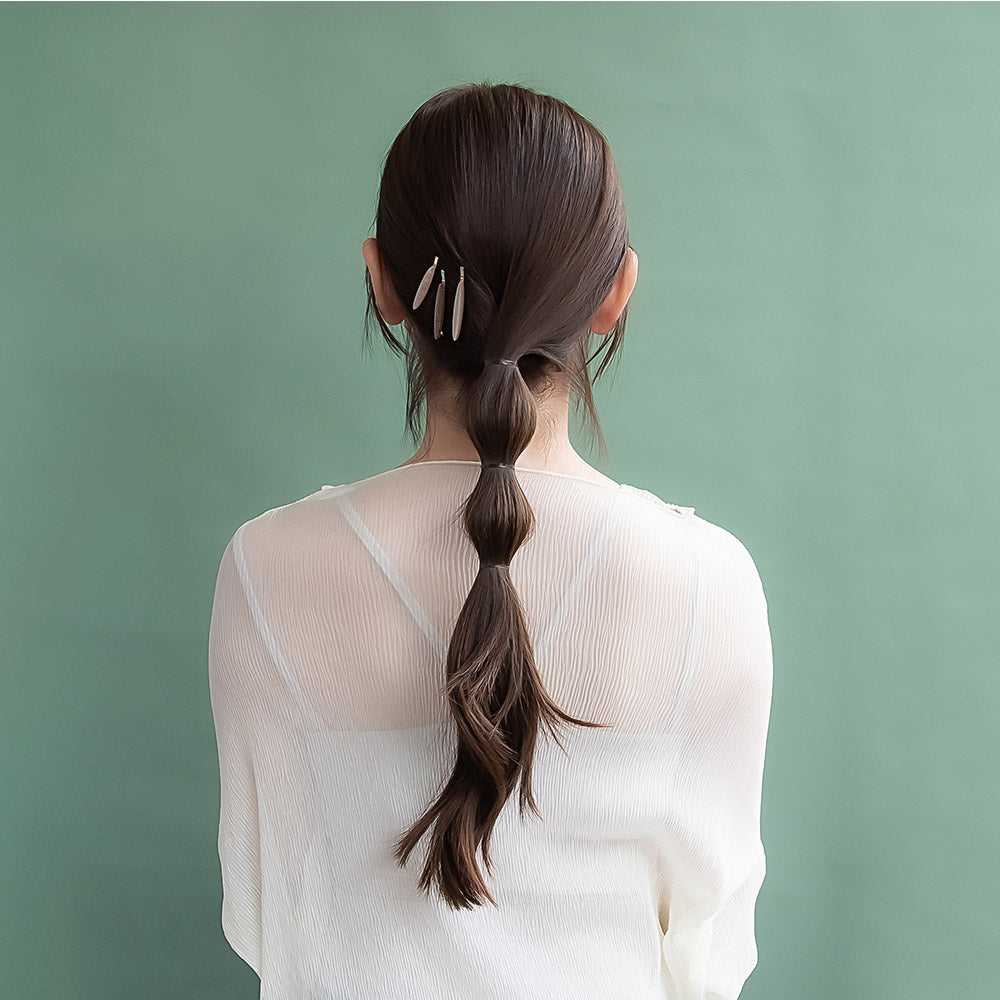 ヘアピン ラメ マーブル カラー アーモンド 3本セット アメピン