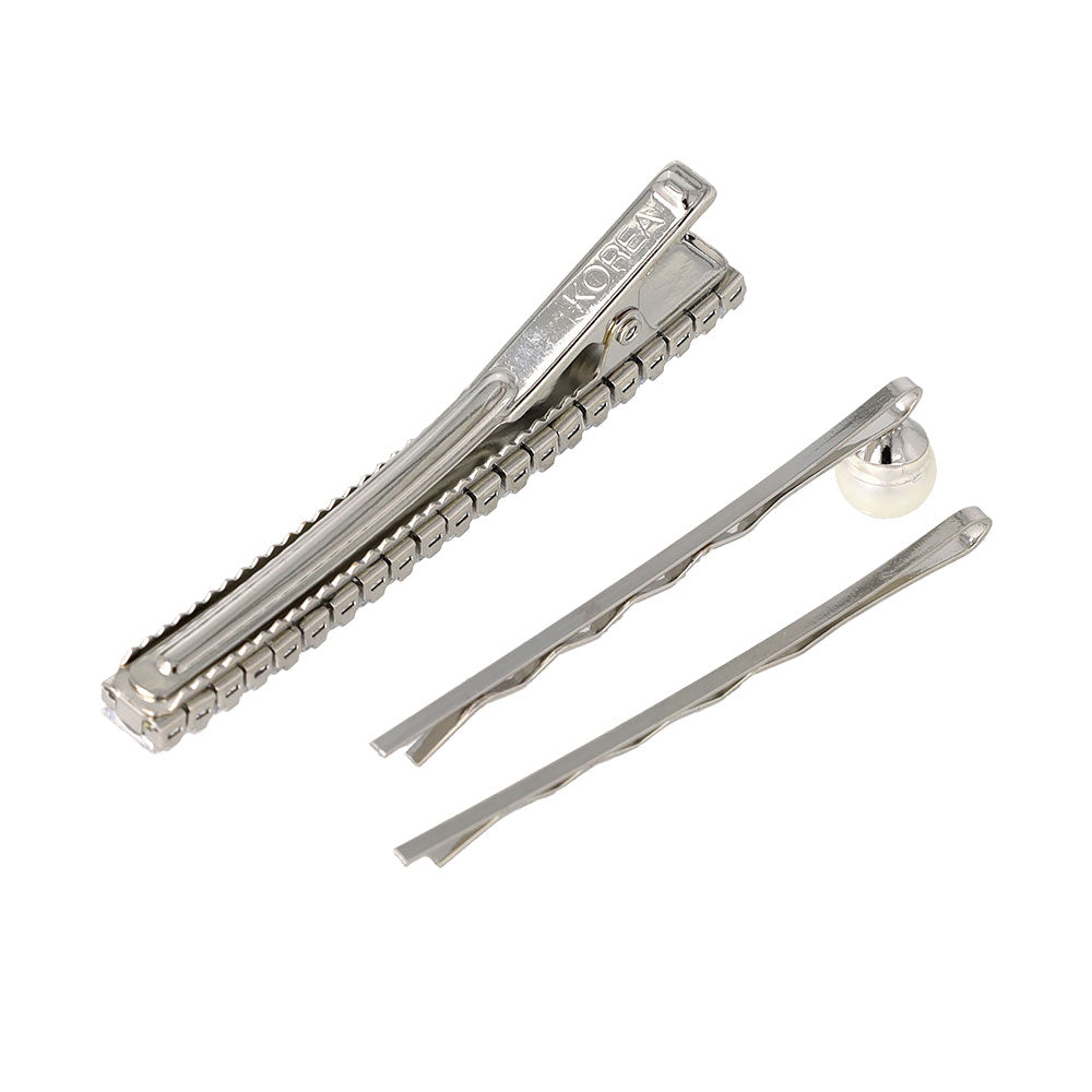 ヘアピン パール ビジュー レクタングル 3本セット ヘアクリップ アメピン