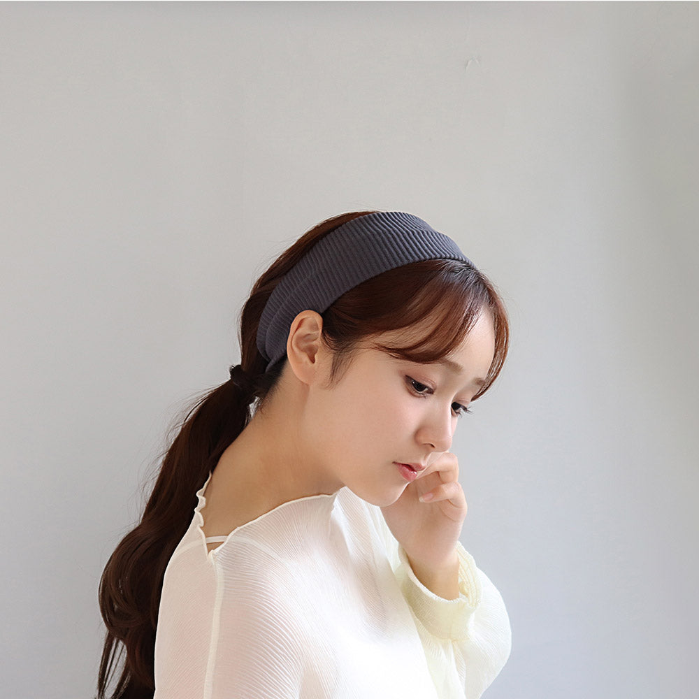 ヘアバンド リブ 幅75mm ベーシックカラー シンプル ターバン