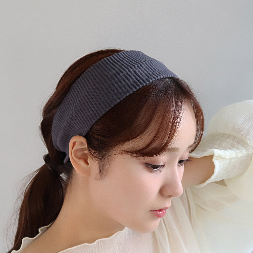 ヘアバンド リブ 幅75mm ベーシックカラー シンプル ターバン