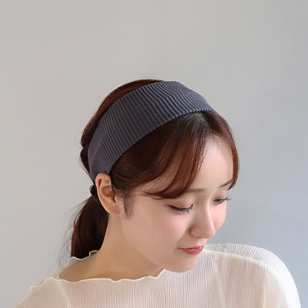 ヘアバンド リブ 幅75mm ベーシックカラー シンプル ターバン