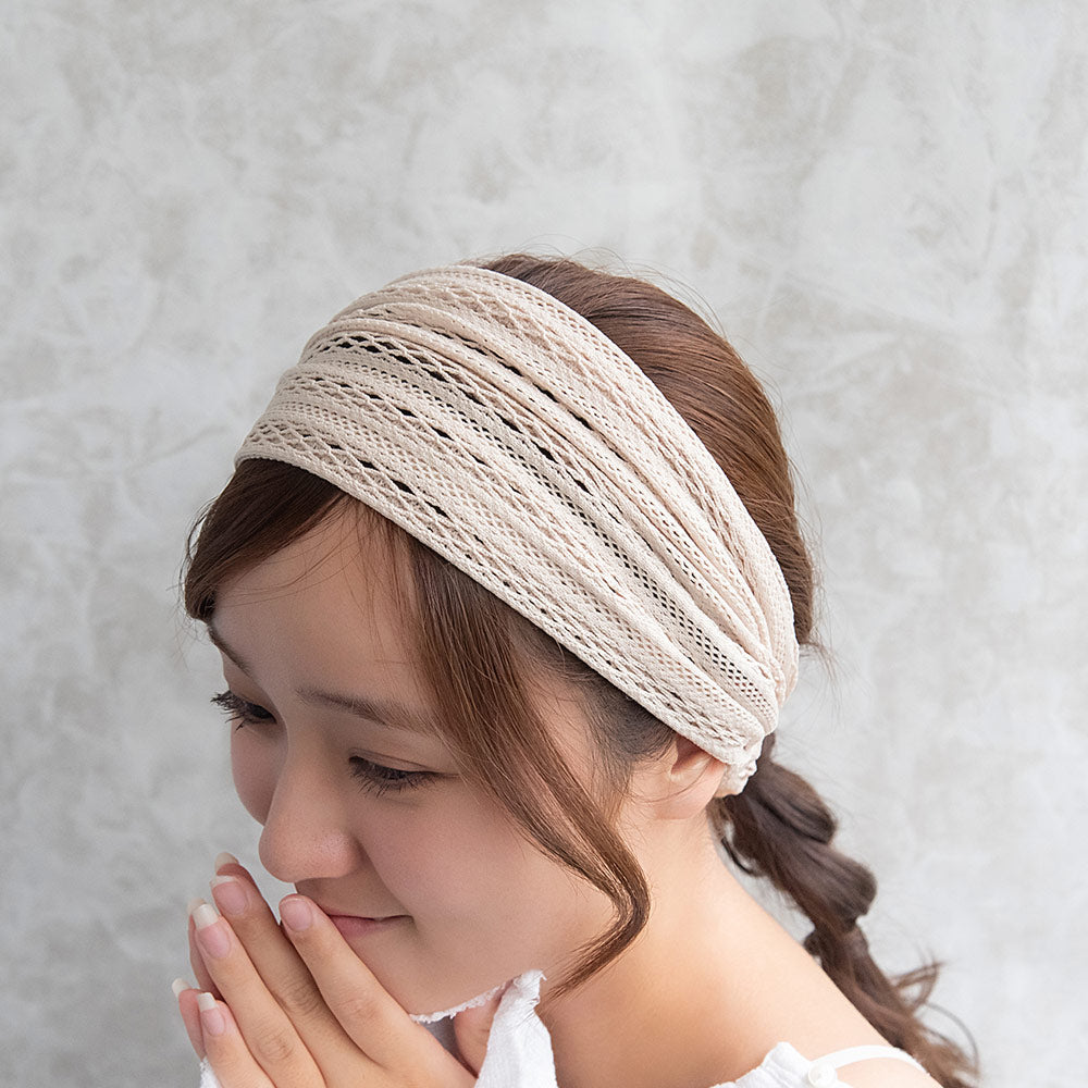 ヘアバンド クロスライン レース カラー ターバン